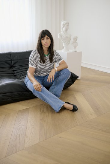 Kaffe Curve Lizzy Knit T-Shirt Chalk/Black Fine Stripe - T-shirts - 