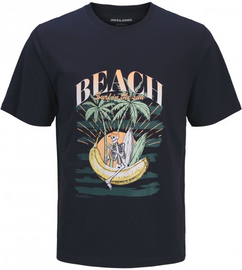 Jack & Jones King Crew Neck T-Shirt Navy - T-shirts med print i store størrelser - T-shirts med print i store størrelser