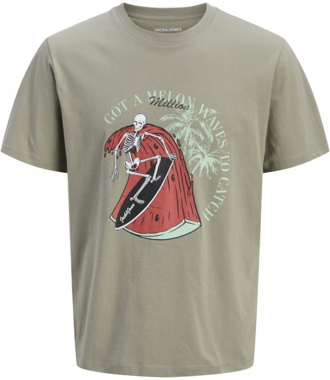 Jack & Jones King Crew Neck T-Shirt Grey - T-shirts med print i store størrelser - T-shirts med print i store størrelser