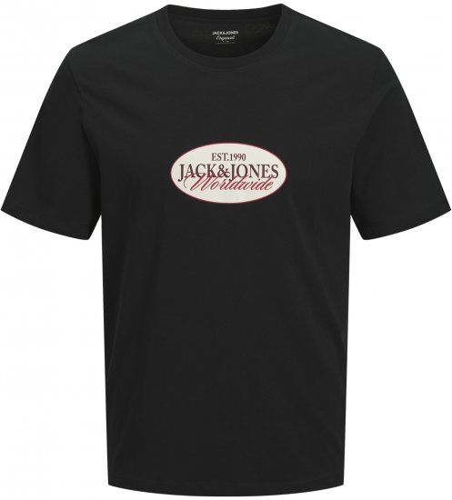 Jack & Jones Catskills Worldwide T-shirt Sort - T-shirts - T-shirts i store størrelser - 2XL-14XL