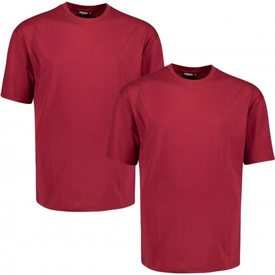 Adamo 129420 Comfort Fit Twin Pack T-Shirt Red - Ensfarvede T-shirts i store størrelser - Ensfarvede T-shirts i store størrelser