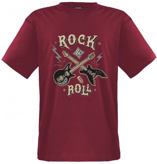 Adamo Rock and Roll Comfort Fit T-Shirt Red - T-shirts med print i store størrelser - T-shirts med print i store størrelser