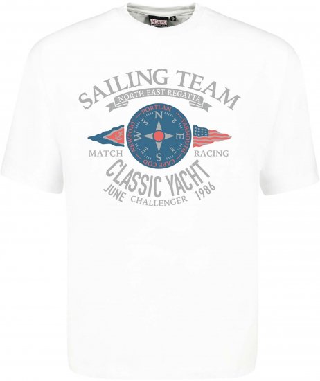 Adamo Sailing Comfort Fit T-Shirt White - T-shirts med print i store størrelser - T-shirts med print i store størrelser