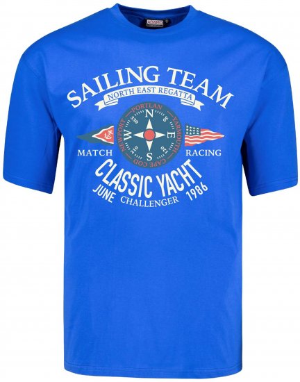 Adamo Motivshirt Sailing Comfort Fit Royal Blue - T-shirts - T-shirts i store størrelser - 2XL-14XL