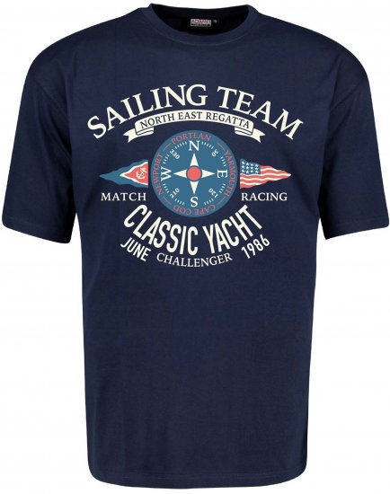 Adamo Sailing Comfort Fit T-Shirt Navy - T-shirts med print i store størrelser - T-shirts med print i store størrelser