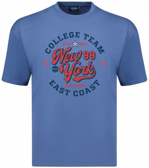 Adamo College Comfort Fit T-Shirt Blue - T-shirts med print i store størrelser - T-shirts med print i store størrelser