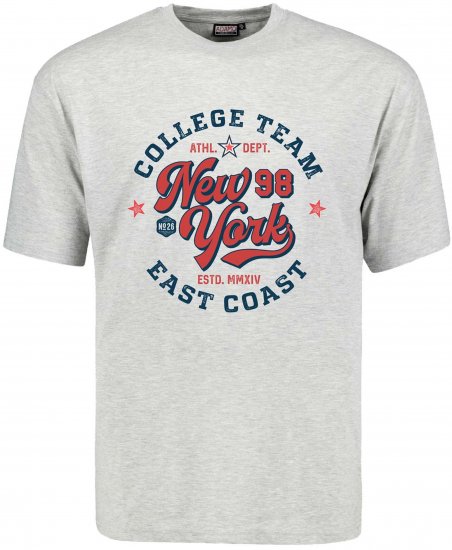 Adamo Motivshirt Comfort Fit College Grey - T-shirts - T-shirts i store størrelser - 2XL-14XL