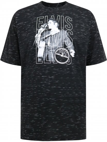 D555 Official Elvis Presley Printed T-Shirt Black - T-shirts med print i store størrelser - T-shirts med print i store størrelser