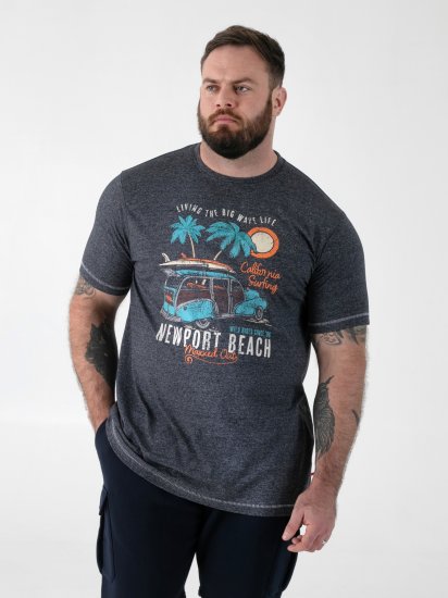 D555 Moyles Newport Beach Woody Car Printed T-Shirt Navy Twist - T-shirts med print i store størrelser - T-shirts med print i store størrelser