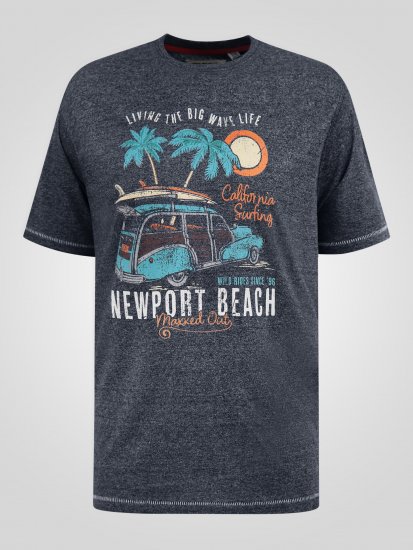 D555 Moyles Newport Beach Woody Car Printed T-Shirt Navy Twist - T-shirts med print i store størrelser - T-shirts med print i store størrelser