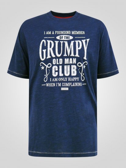 D555 Cooper Grumpy Old Man Printed T-Shirt Navy - T-shirts med print i store størrelser - T-shirts med print i store størrelser