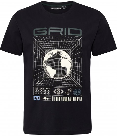 North Latitude 53333 Grid Printed T-Shirt Black - T-shirts - T-shirts i store størrelser - 2XL-14XL