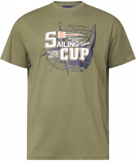 North Latitude 61119 T-Shirt med Print Olivengrøn - T-shirts - T-shirts i store størrelser - 2XL-14XL