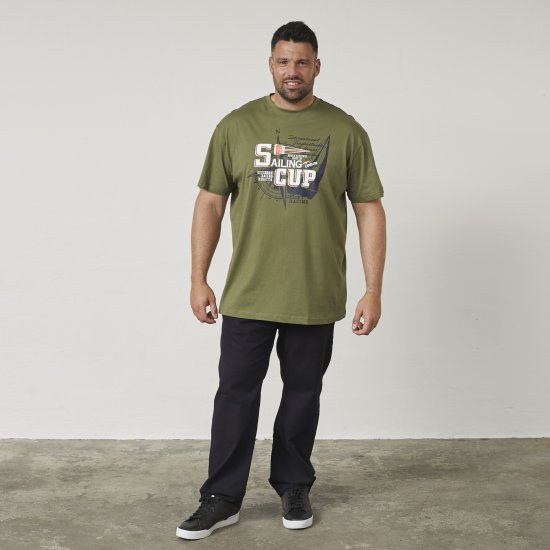 North Latitude 61119 T-Shirt med Print Olivengrøn - T-shirts - T-shirts i store størrelser - 2XL-14XL