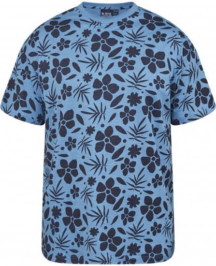 North Latitude 61123 T-Shirt med Heldækkende Print Blå - T-shirts - T-shirts i store størrelser - 2XL-14XL