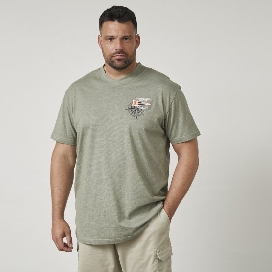 North Latitude 61124 Stribet T-Shirt Olivengrøn - T-shirts - T-shirts i store størrelser - 2XL-14XL