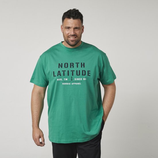 North Latitude 61135 T-Shirt med Print Grøn - T-shirts - T-shirts i store størrelser - 2XL-14XL