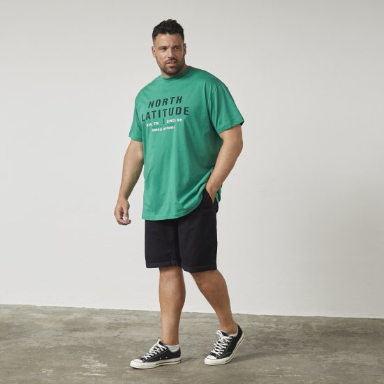 North Latitude 61135 T-Shirt med Print Grøn - T-shirts - T-shirts i store størrelser - 2XL-14XL
