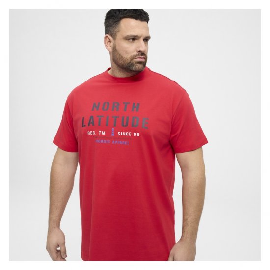 North Latitude Logo T-Shirt Red - T-shirts - T-shirts i store størrelser - 2XL-14XL