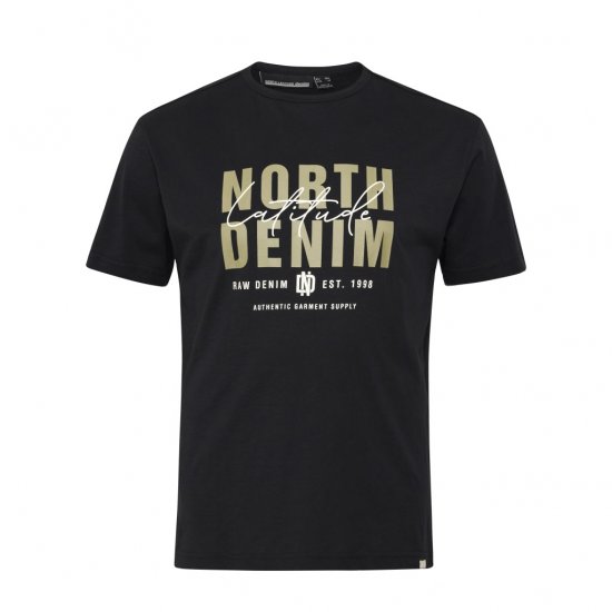 North Latitude Denim Printed Logo T-Shirt Black - T-shirts - T-shirts i store størrelser - 2XL-14XL