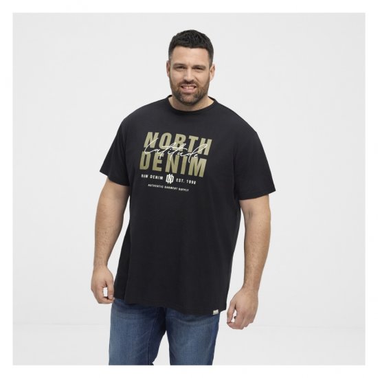 North Latitude Denim Printed Logo T-Shirt Black - T-shirts - T-shirts i store størrelser - 2XL-14XL