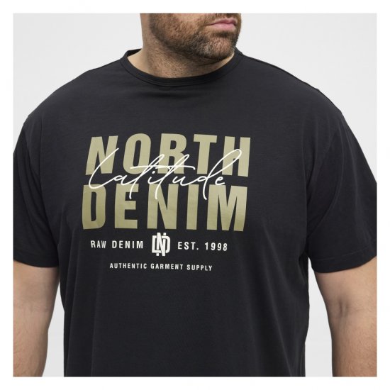 North Latitude Denim Printed Logo T-Shirt Black - T-shirts - T-shirts i store størrelser - 2XL-14XL