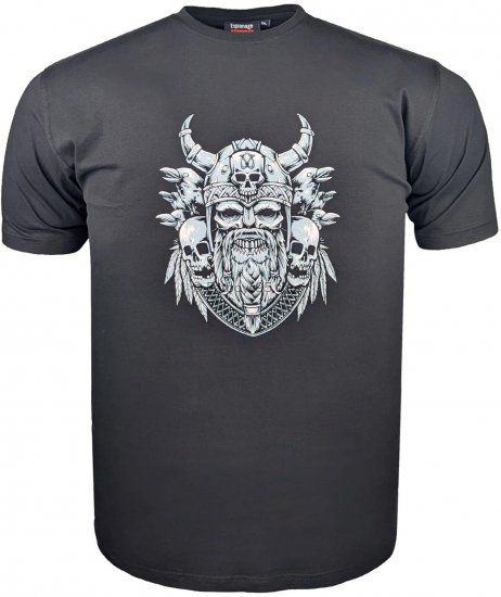 Espionage T441 Viking Skull Print T-Shirt Black - T-shirts med print i store størrelser - T-shirts med print i store størrelser