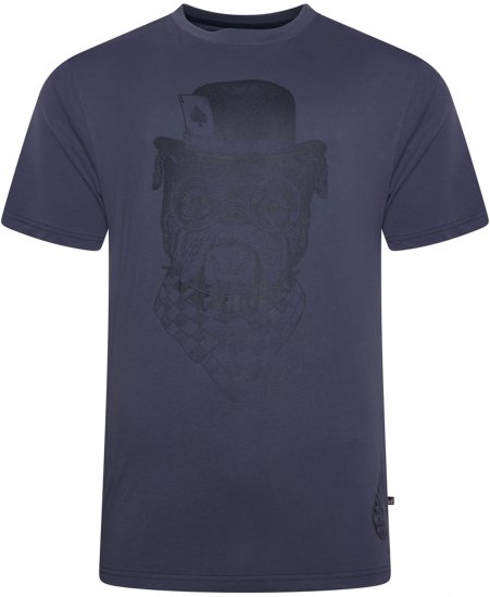 Kam Jeans 5794 Bulldog Printed T-Shirt Navy - T-shirts med print i store størrelser - T-shirts med print i store størrelser