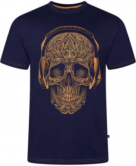 Kam Jeans 5795 Skull Printed T-Shirt Navy - T-shirts med print i store størrelser - T-shirts med print i store størrelser
