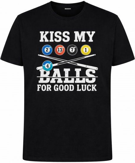 Espionage T436 Good Luck Kiss Printed T-Shirt Black - T-shirts - T-shirts i store størrelser - 2XL-14XL