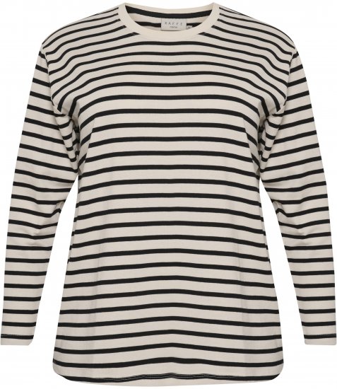 Kaffe Curve Winni Langærmet T-shirt Antikhvid / Sort Stribet - T-shirts - 