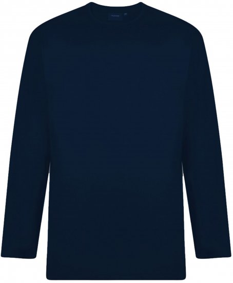 Espionage T015LS Plain Long Sleeve T-Shirt Navy - Langærmede T-shirts i store størrelser - Langærmede T-shirts i store størrelser