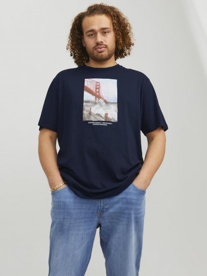 Jack & Jones Copenhagen Photo T-Shirt Navy - T-shirts - T-shirts i store størrelser - 2XL-14XL