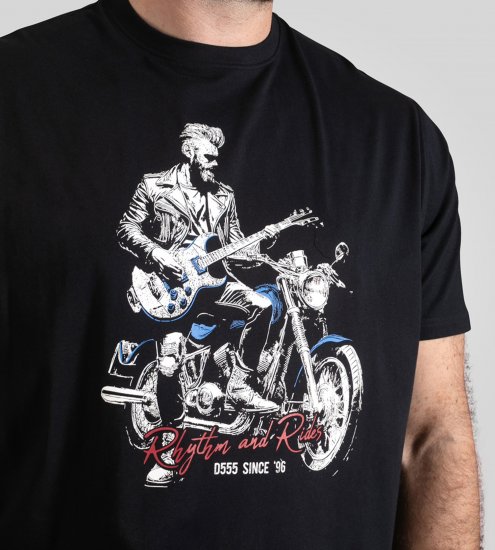 D555 Derby T-Shirt Rhythm and Rides Navy - T-shirts - T-shirts i store størrelser - 2XL-14XL