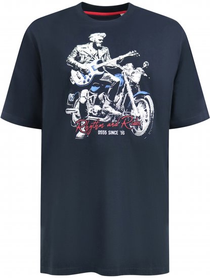 D555 Derby T-Shirt Rhythm and Rides Navy - T-shirts - T-shirts i store størrelser - 2XL-14XL