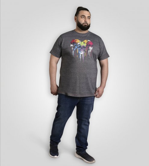 D555 Coalville T-Shirt Skulls with Colored Drips Navy Twist - T-shirts - T-shirts i store størrelser - 2XL-14XL