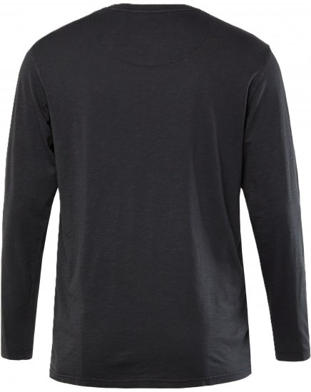 JP1880 T-Shirt Henley Long Sleeve Black TALL - HERRETØJ MT-6XLT - Tøj til høje mænd