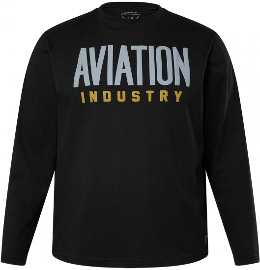 JP1880 T-Shirt Long Sleeve Aviation Black TALL - HERRETØJ MT-6XLT - Tøj til høje mænd