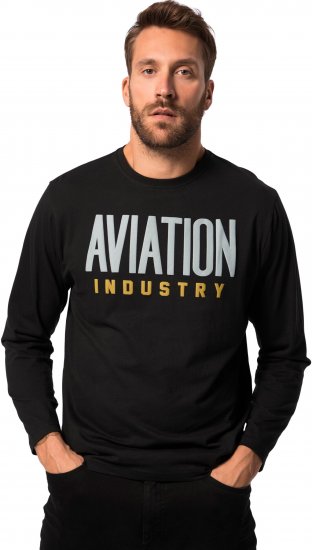 JP1880 T-Shirt Long Sleeve Aviation Black TALL - HERRETØJ MT-6XLT - Tøj til høje mænd