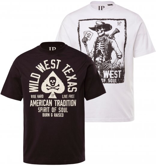 JP1880 T-Shirt 2-Pack Wild West Black And White - T-shirts - T-shirts i store størrelser - 2XL-14XL