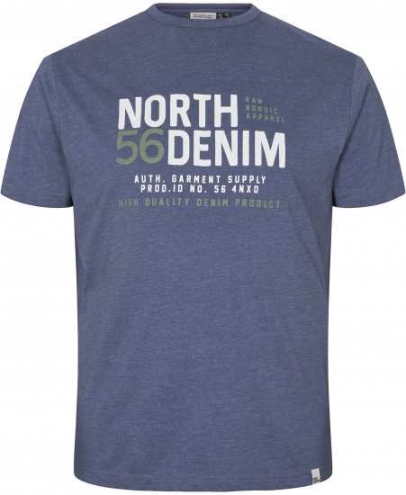 North Latitude Denim Printed T-Shirt Blue Melange TALL - TALL T-shirts - Lange T-shirts Mænd