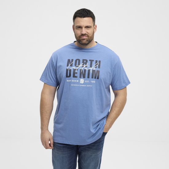 North Latitude Denim Printed Logo T-Shirt Dusty Blue TALL - TALL T-shirts - Lange T-shirts Mænd