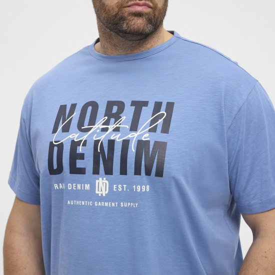 North Latitude Denim Printed Logo T-Shirt Dusty Blue TALL - TALL T-shirts - Lange T-shirts Mænd