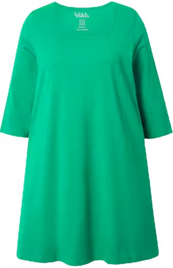 Ulla Popken Square Neckline Knit Swing A-line Pocket Tunic Moss Green - Trykte T-shirts til kvinder - Printede T-shirts til Damer