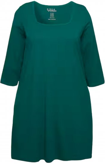 Ulla Popken Square Neckline Knit Swing A-line Pocket Tunic Emerald - T-shirts - 