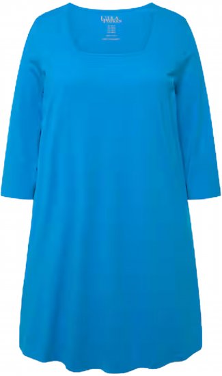 Ulla Popken Square Neckline Knit Swing A-line Pocket Tunic Light Azure - T-shirts - T-shirts til kvinder