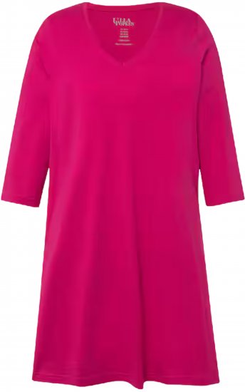 Ulla Popken V-Neck Swing A-line Hem Cotton Knit Tunic Fuchsia Pink - T-shirts - T-shirts til kvinder