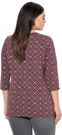 Ulla Popken 3/4 Sleeve Geometric Graphic Tee Plum - T-shirts - T-shirts til kvinder