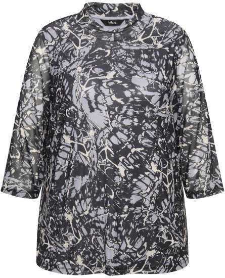 Ulla Popken Mesh Butterfly Wing Layered Tee Black - T-shirts - 