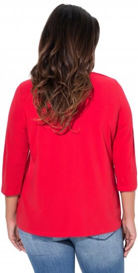 Ulla Popken Floral Graphic V-Neck Tee Lychee - Trykte T-shirts til kvinder - 